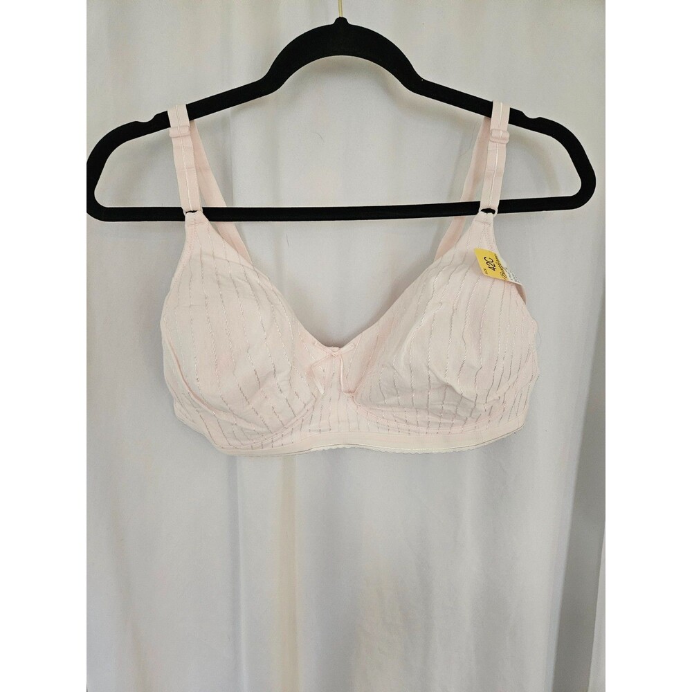 Bestform 34B White Stripe Wireless T-shirt Bra Adjustable Straps LIGHTLY LINED